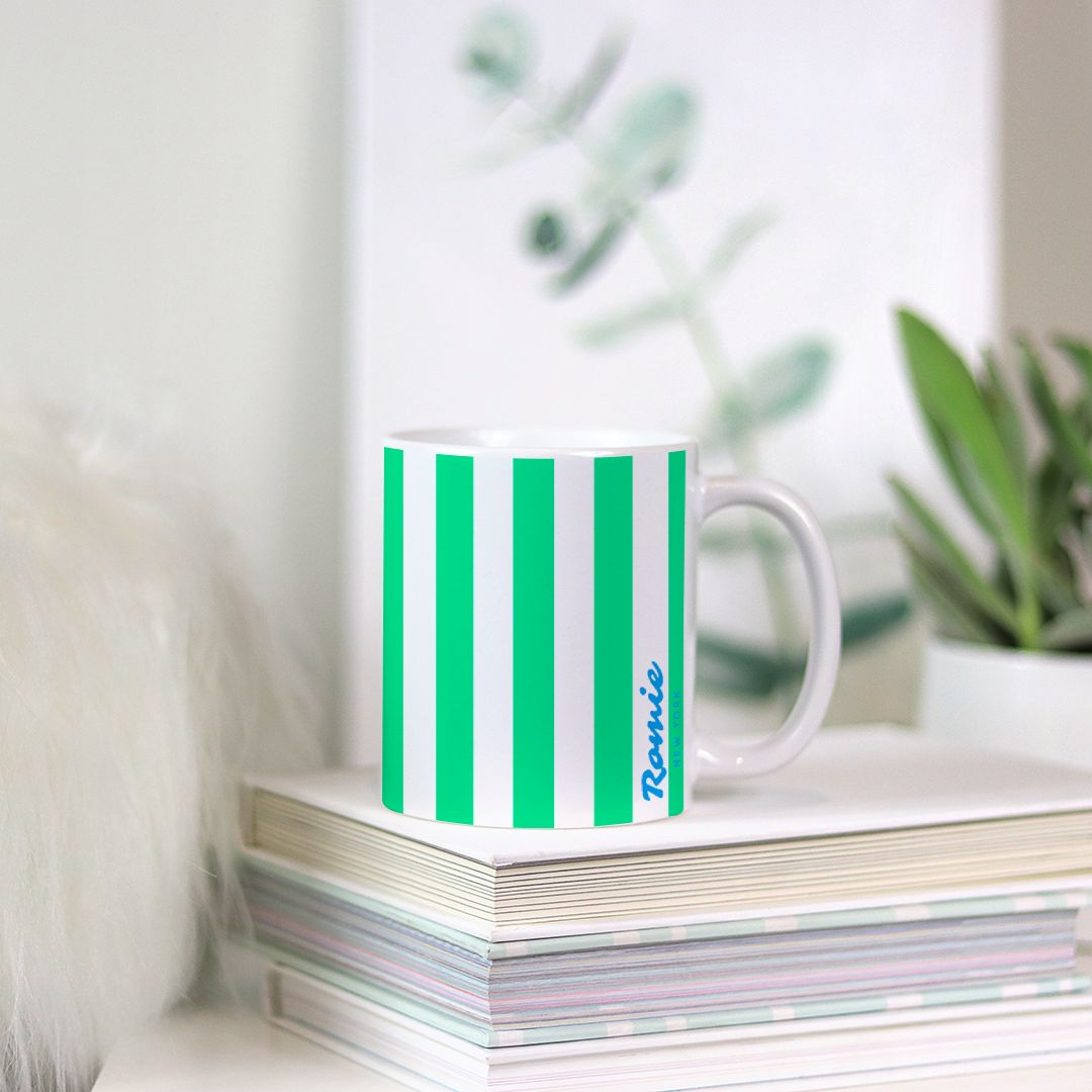 Stripe Mug, Mint - 11oz