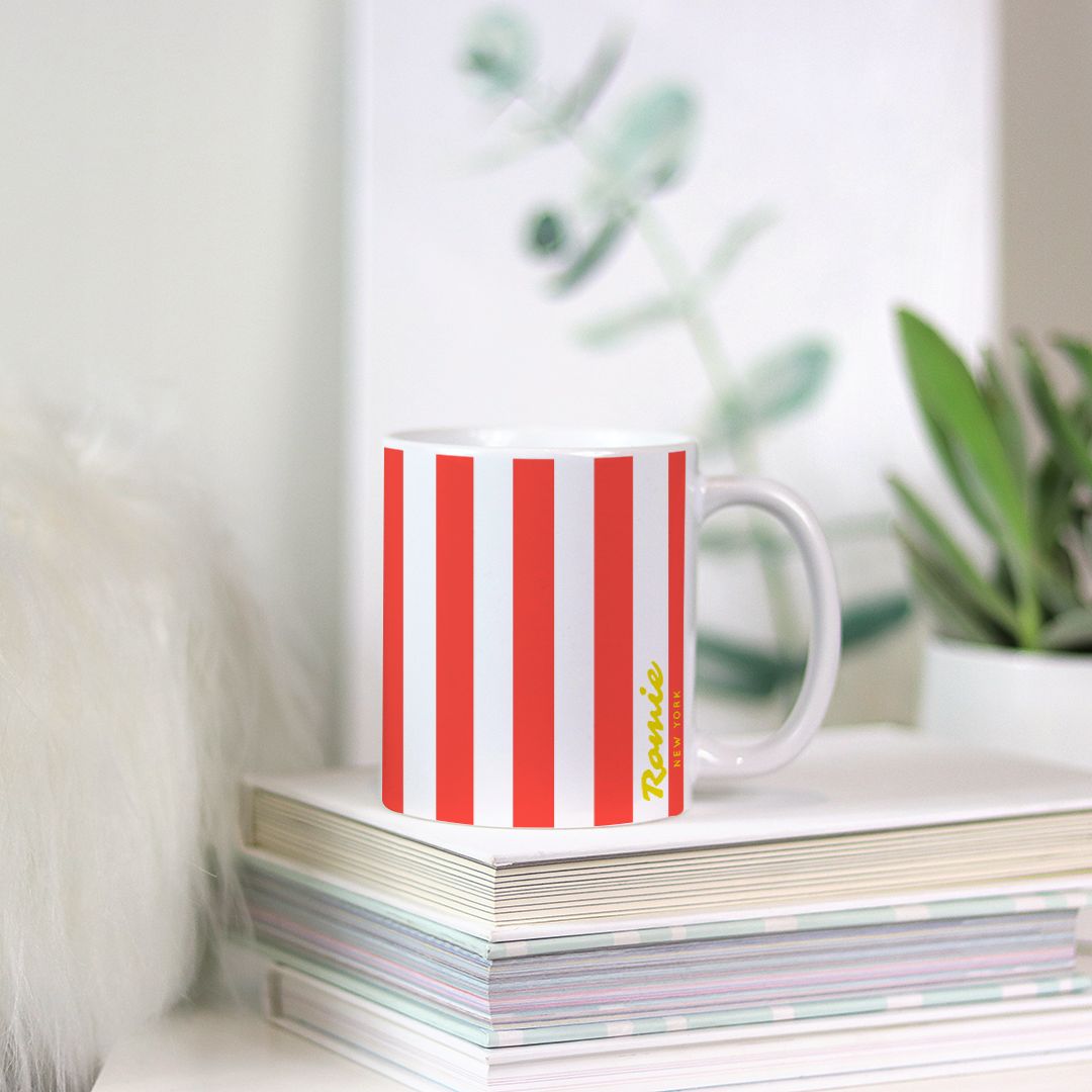 Stripe Mug, Coral - 11oz