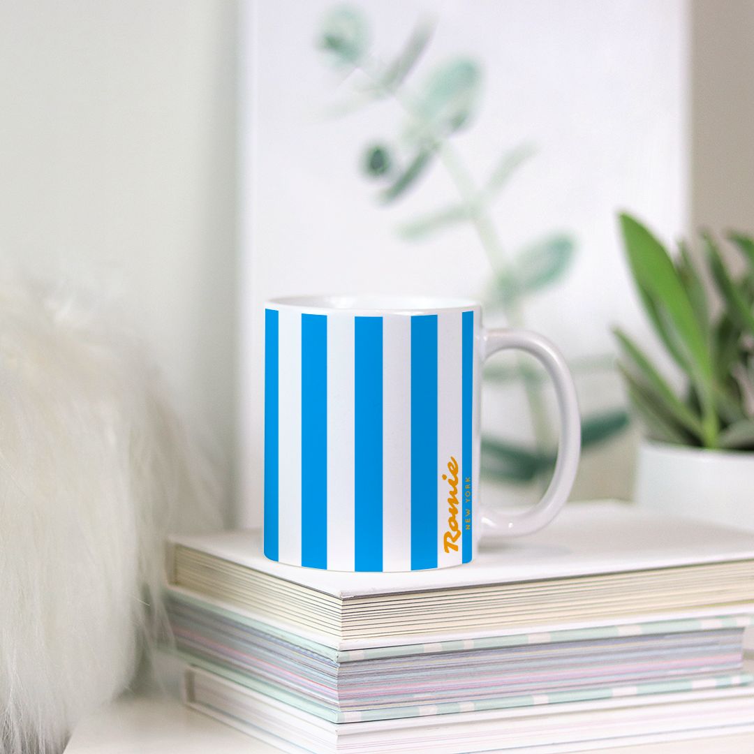 Stripe Mug, Blue -11oz